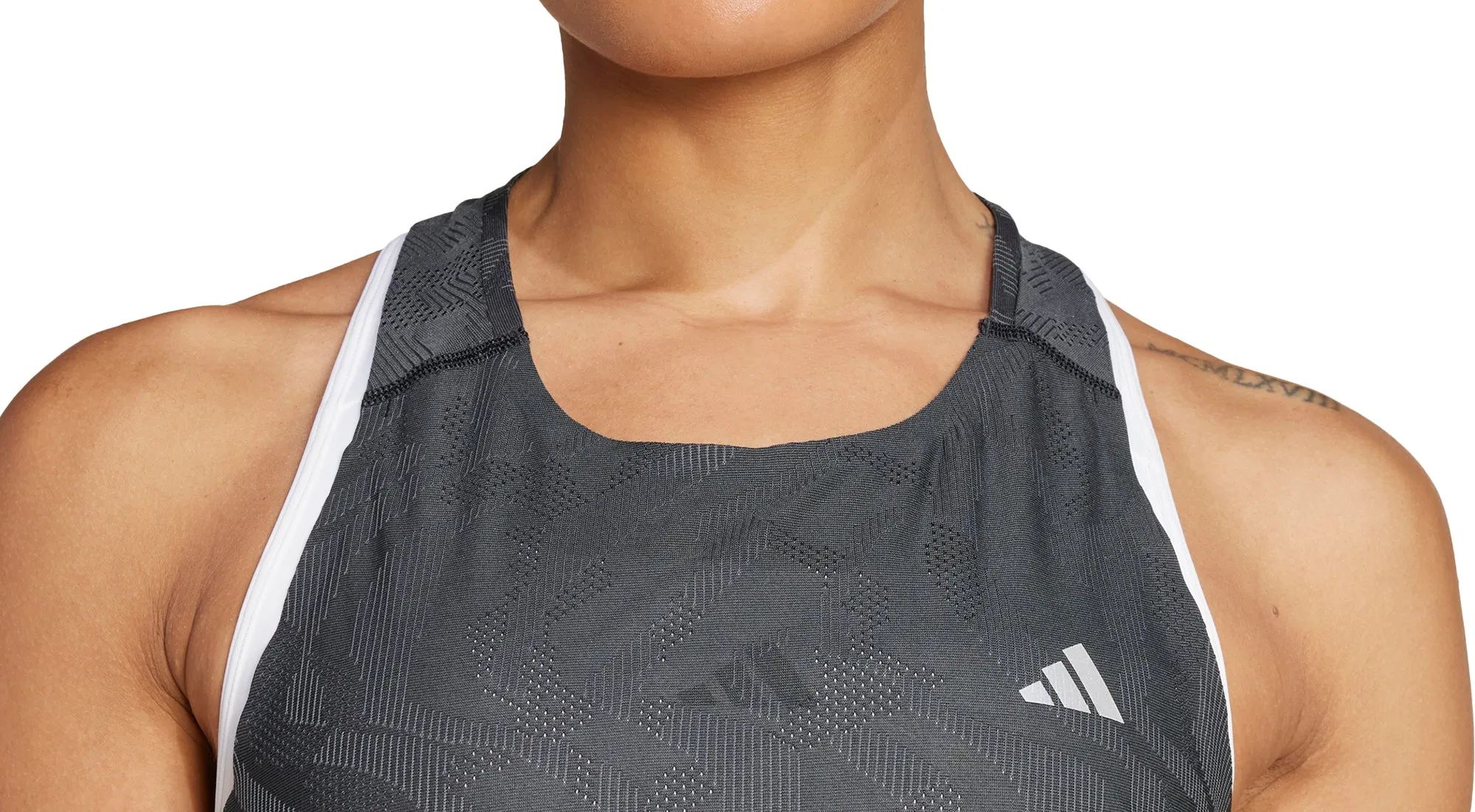 Athletic Inspired Cut adidas Ultimate HEAT.RDY Engineered Womens Running Vest Tank Top - Grey