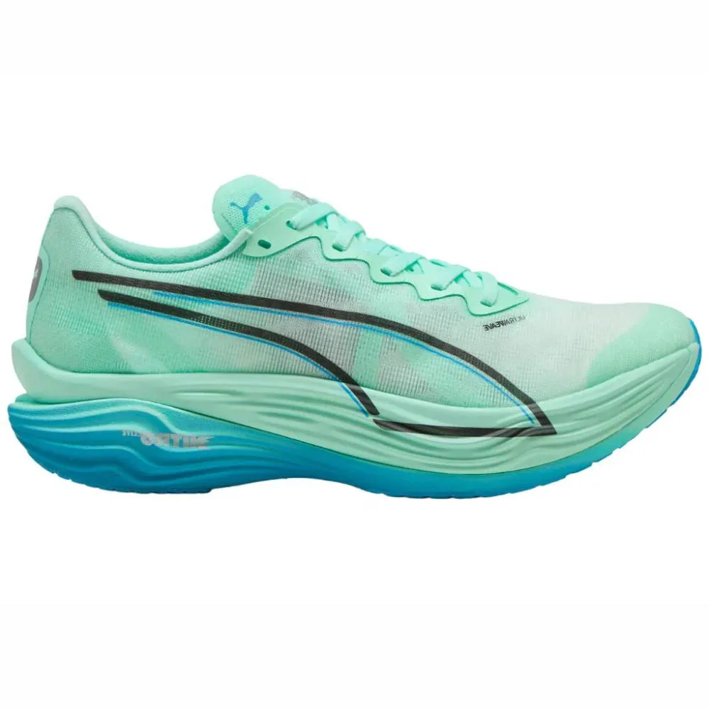 Asymmetric Lacing Tech anti - twist shoes Puma Deviate Nitro Elite 3 (Womens) - Mint Melt/Speed Blue