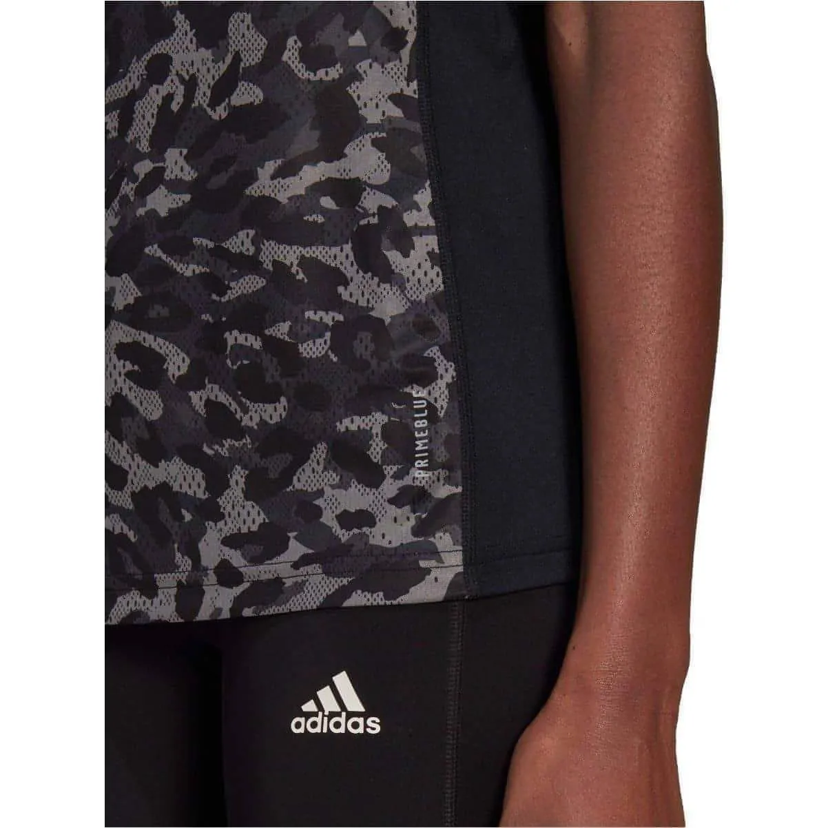 Seamless construction military use adidas Fast Graphic Womens Running Vest Tank Top - Grey