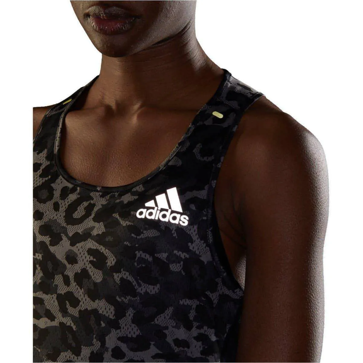 adidas Fast Graphic Womens Running Vest Tank Top - Grey Laser Cut Ventilation