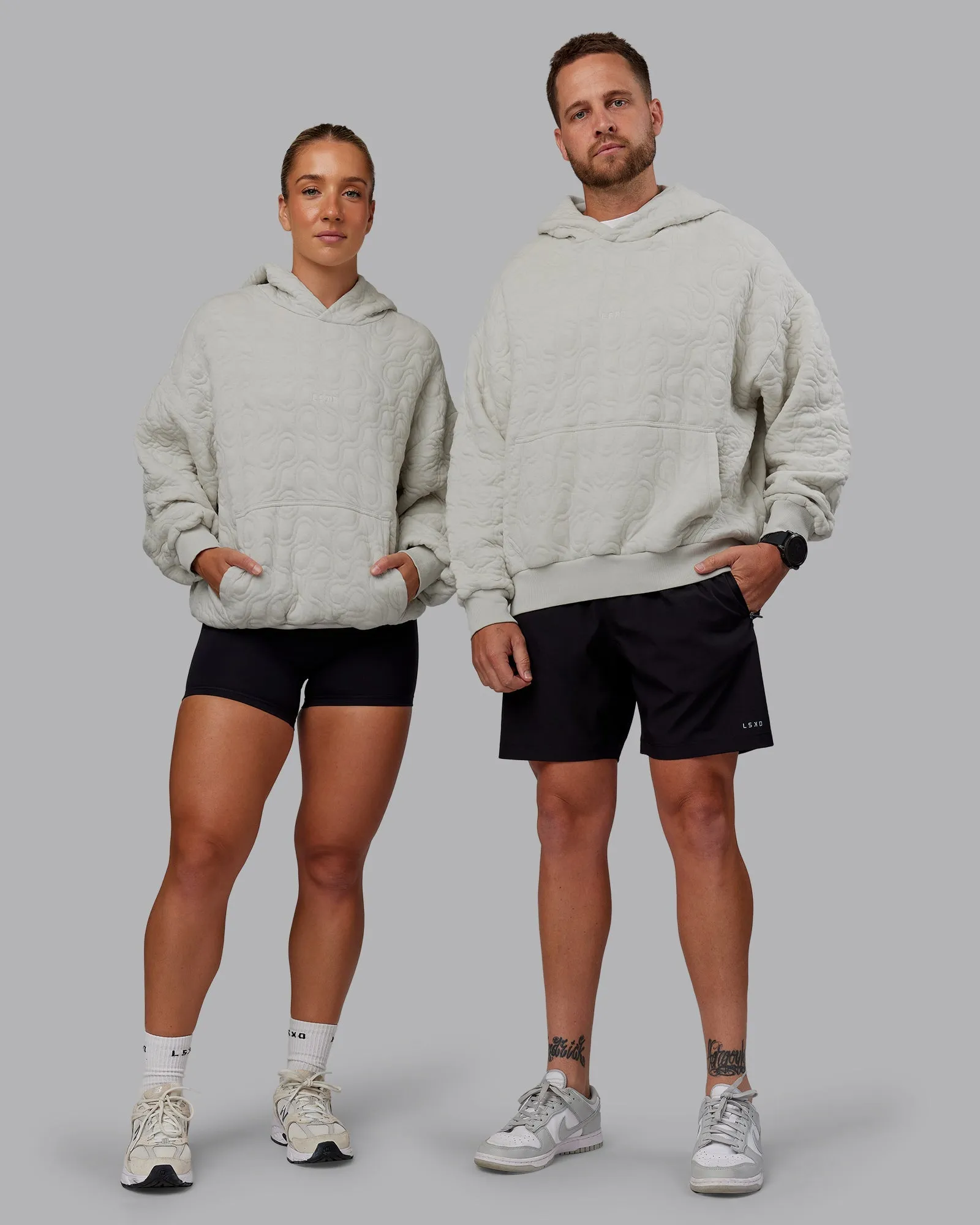 MVP Quilted Oversized Hoodie - Digital Mist-Geometric Light Warmth Cozy Mood