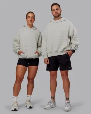 MVP Quilted Oversized Hoodie - Digital Mist-Geometric Light Warmth Cozy Mood