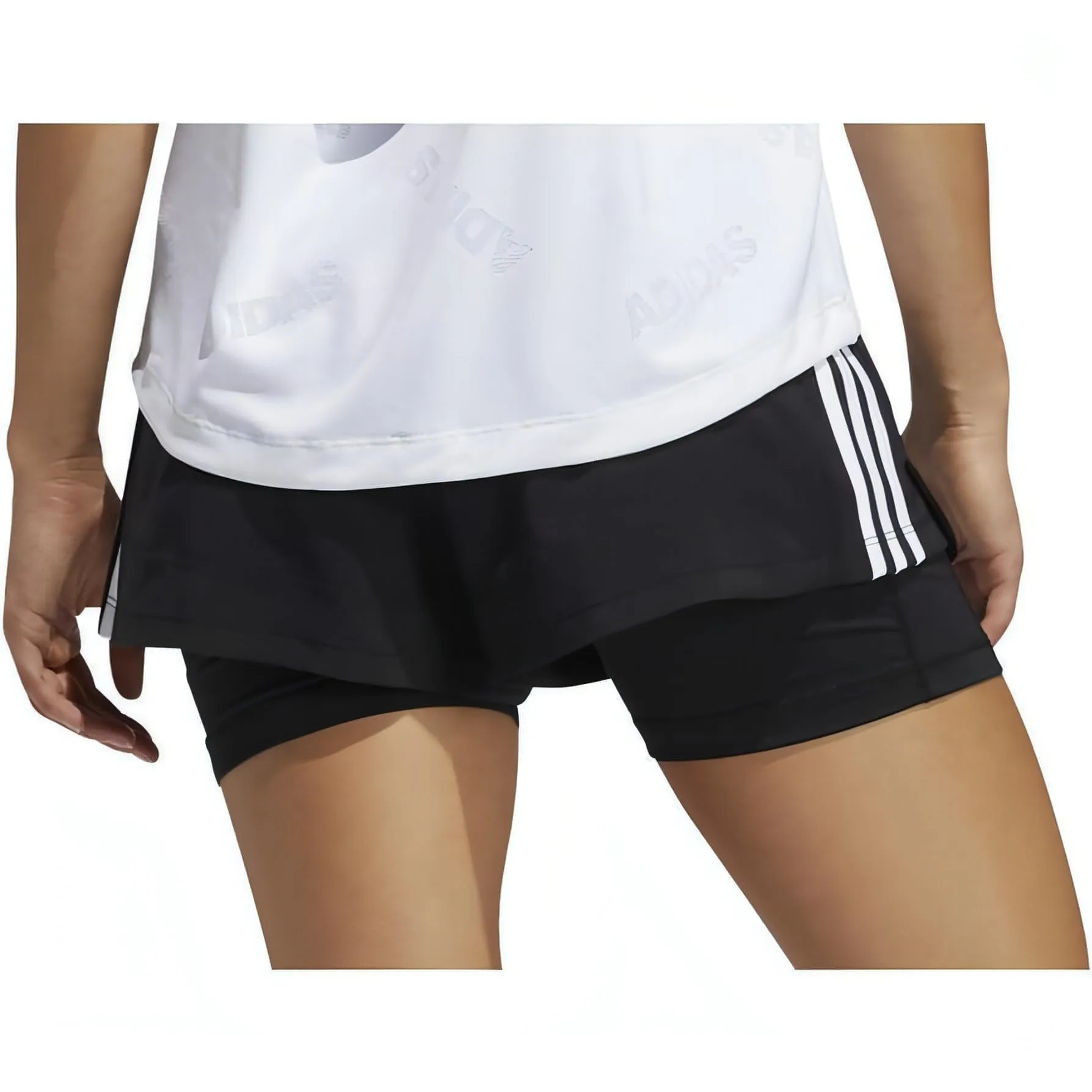 Stylish Fit checked shorts adidas Pacer 3 Stripes Woven 2 In 1 Womens Training Shorts - Black