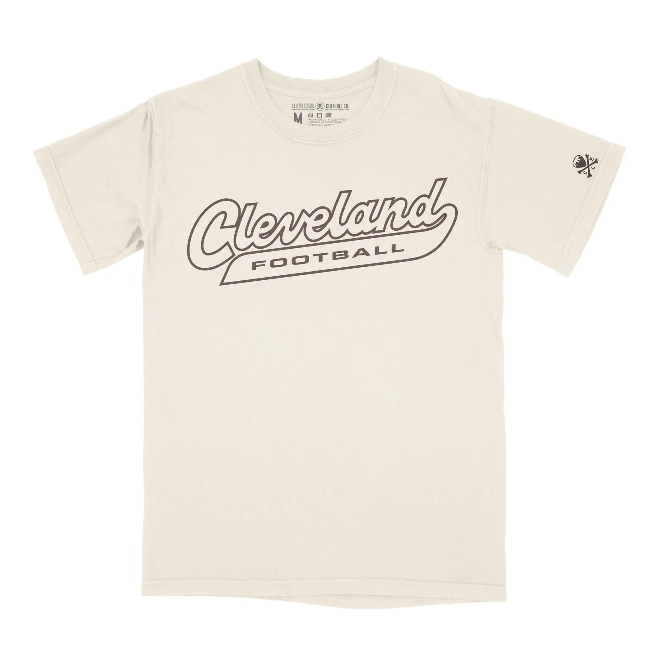 MinimalistDesign Active Design Wear Cleveland Football Script - Mens/Unisex Crew T-shirt - Ivory