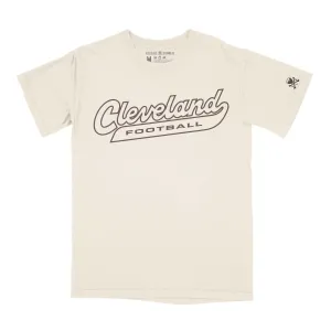 MinimalistDesign Active Design Wear Cleveland Football Script - Mens/Unisex Crew T-shirt - Ivory