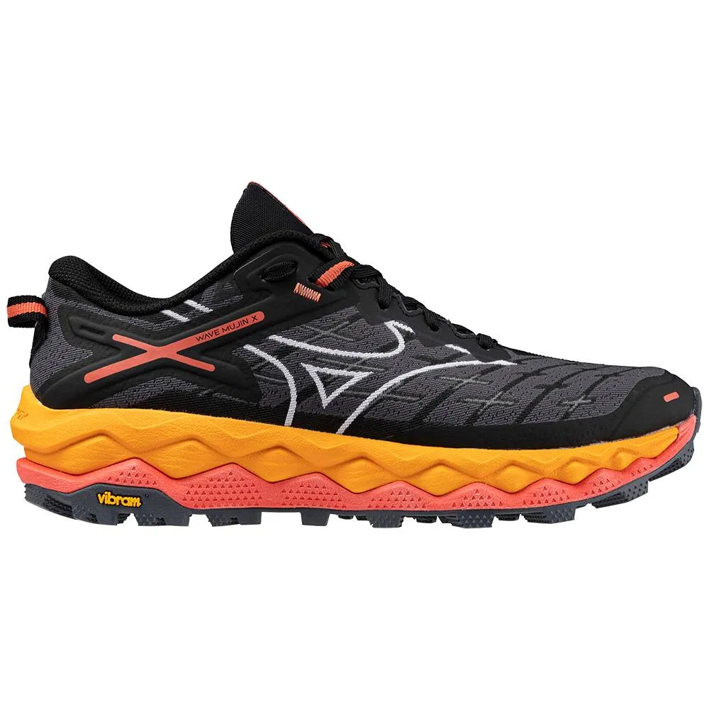 Mizuno Wave Mujin 10 (Womens) - Black/Cayenne/Nasturtium breathable insole Odor Control Antimicrobial Treatment