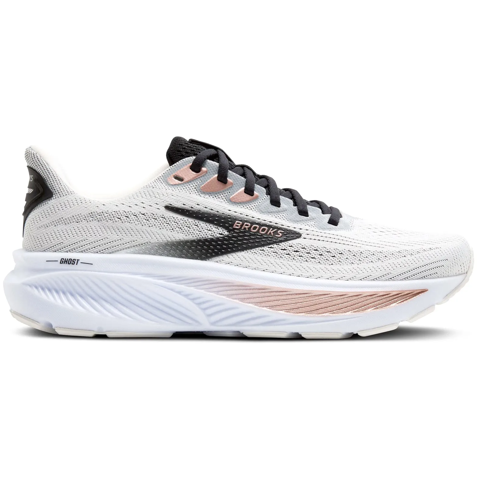 Women's Ghost 17 Running Shoes White / Black / Rose Gold Breathable Insole Material Superior Comfort