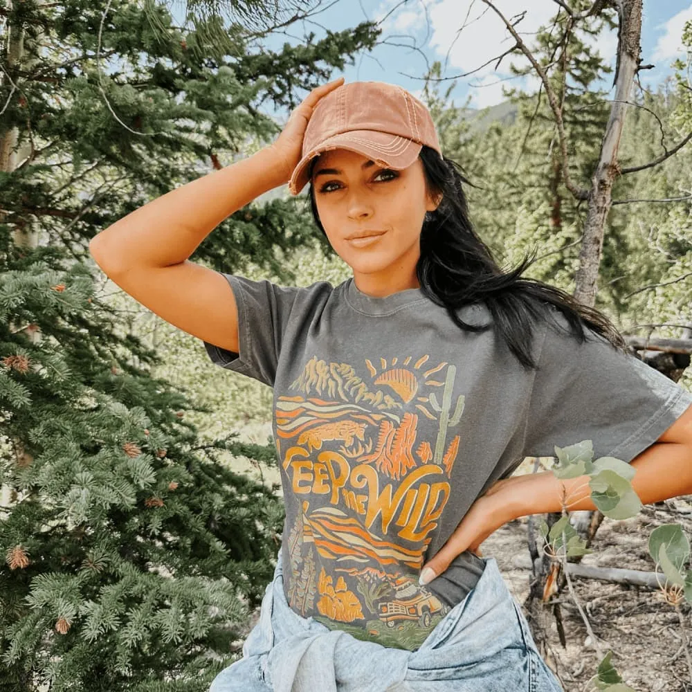 Stretchable Collar Band Keep Me Wild Tee