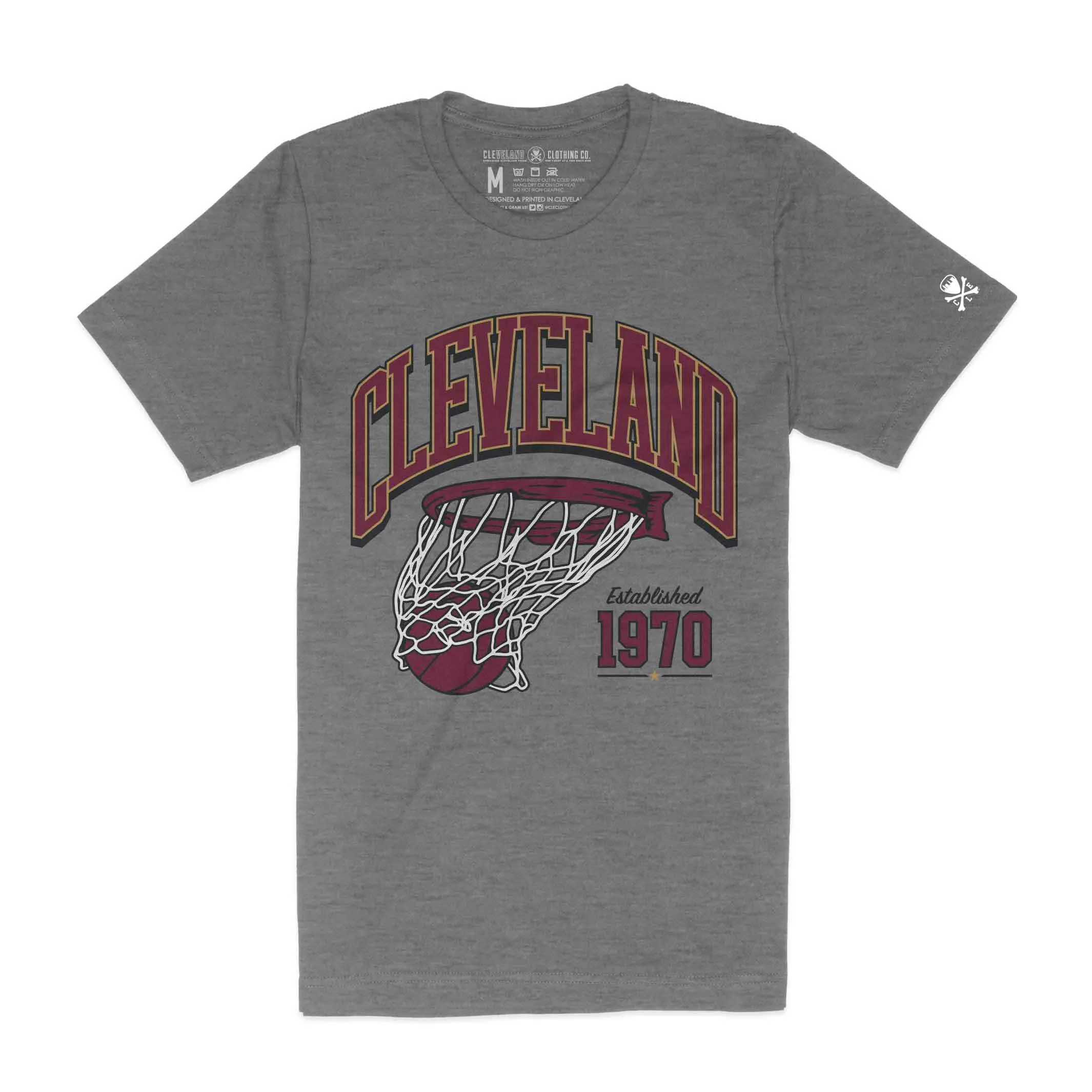Cleveland Basketball Swish - Mens/Unisex Crew T-Shirt Embroidered