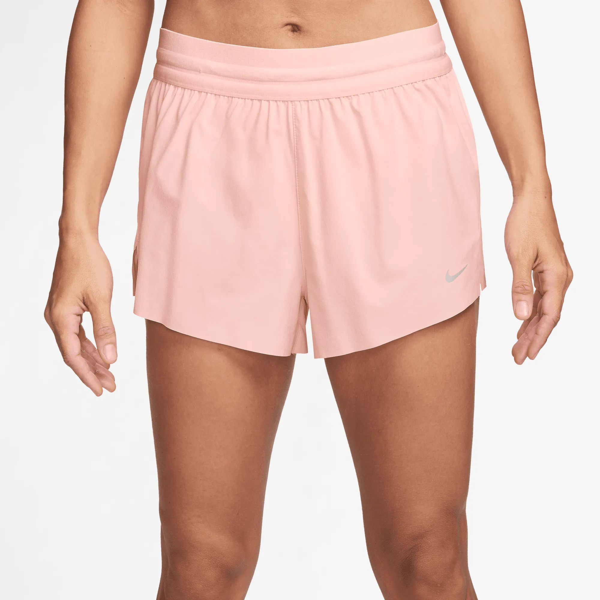 AI Style Women's Swift Dri-FIT Mid-Rise 2.5" Brief-Lined Running Shorts (607 - Atmosphere/Reflective Silver)