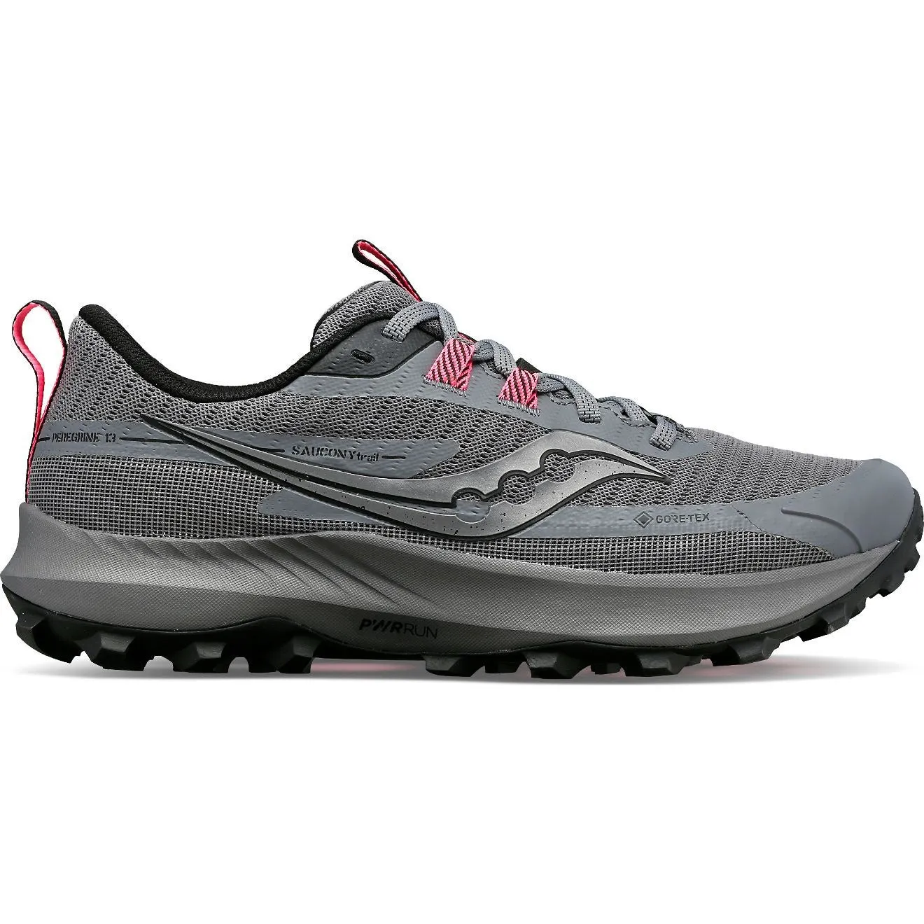 Saucony Peregrine 13 GTX (Womens) - Gravel/Black Bonded Seam Technology