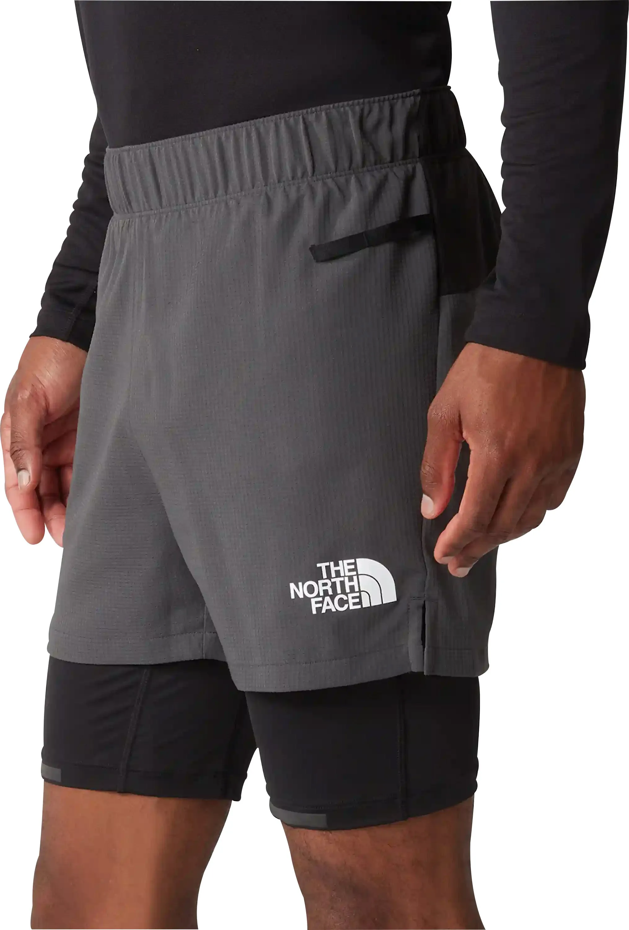 The North Face Lab Dual 2 In 1 Mens Running Shorts - Grey Weekend Outfit Quick Access Pockets