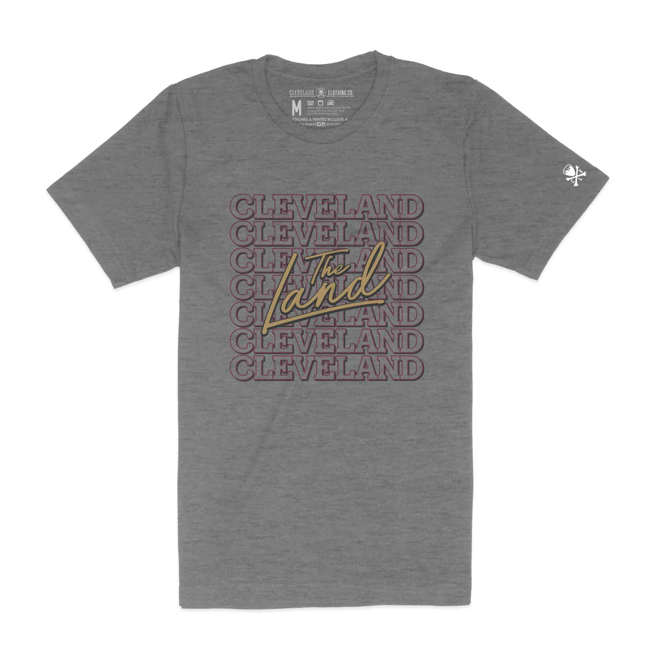 The Land Cleveland Repeat - Wine/Gold - Mens/Unisex Crew T-Shirt Active Fit