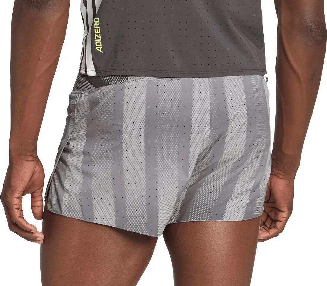 adidas Adizero Pro 3 Inch Mens Running Shorts - Grey ReinforcedPockets Convertible Length