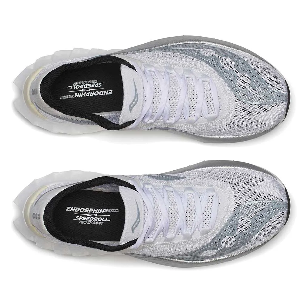 Women's Endorphin Pro 4 Running Shoe - White/Silver - Regular (B) Outsole Traction Happiness